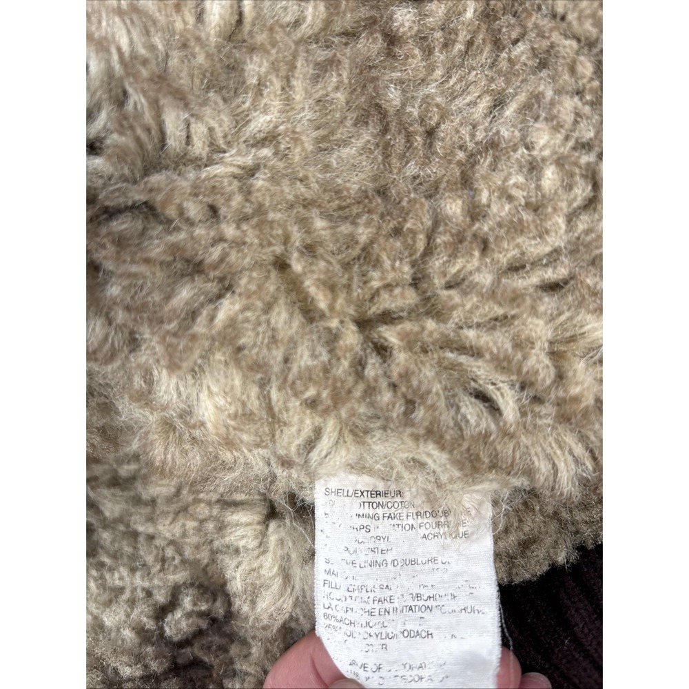 Vintage Abercrombie & Fitch Jacket Womens Large Brown Faux Fur Lined Bomber Y2K - Picture 4 of 11